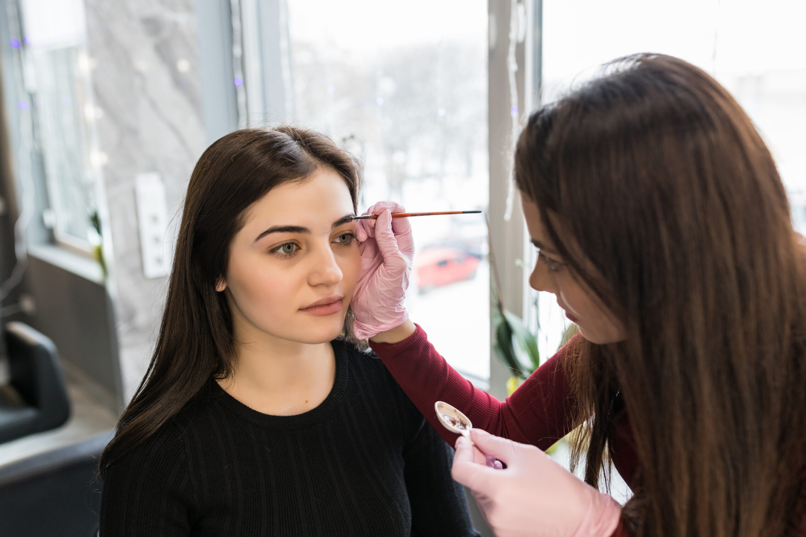 female master put eyebrow paint make up procedure scaled